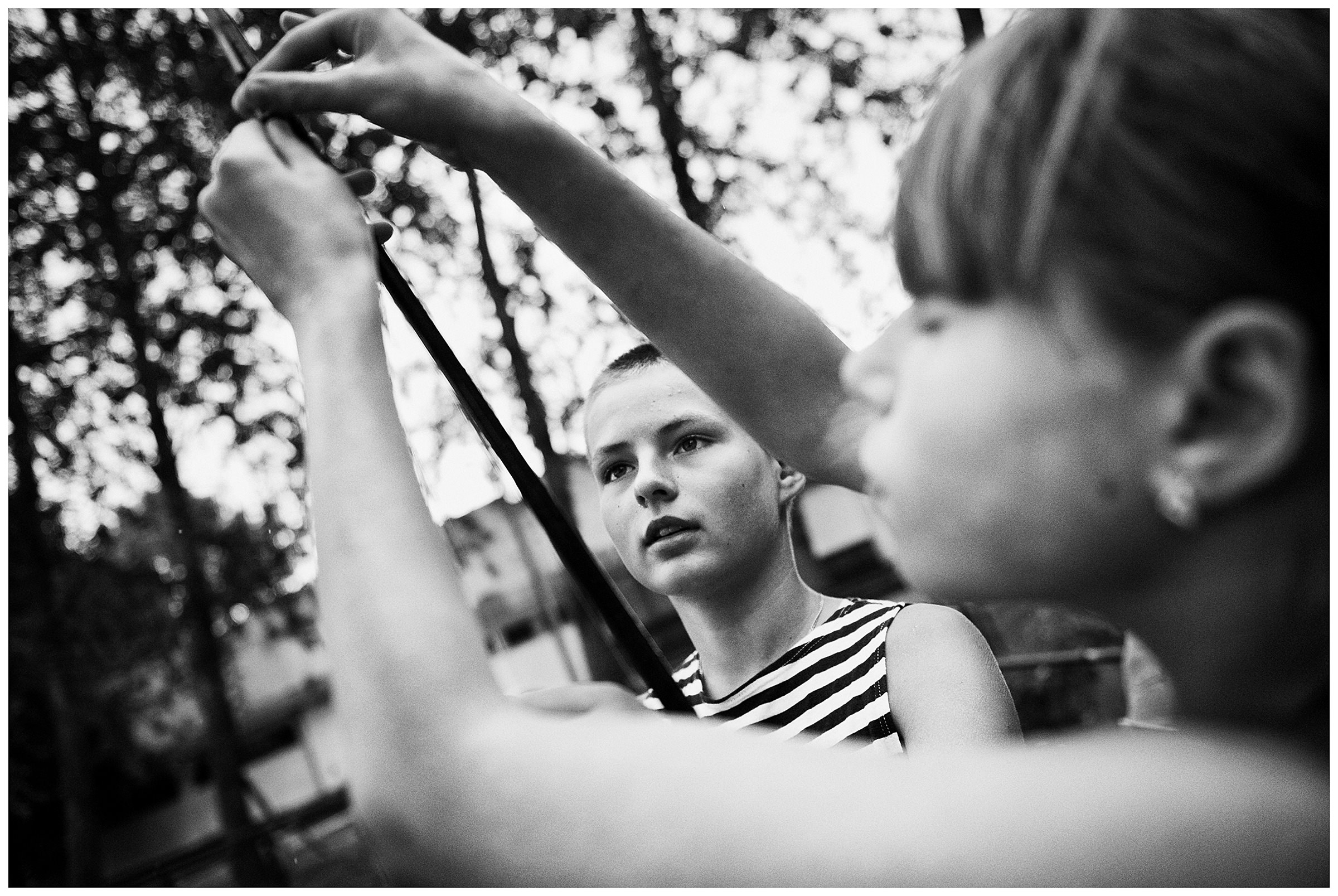 Kaliningrad, Russia. A boy and a girl are preparing a fishing rod.