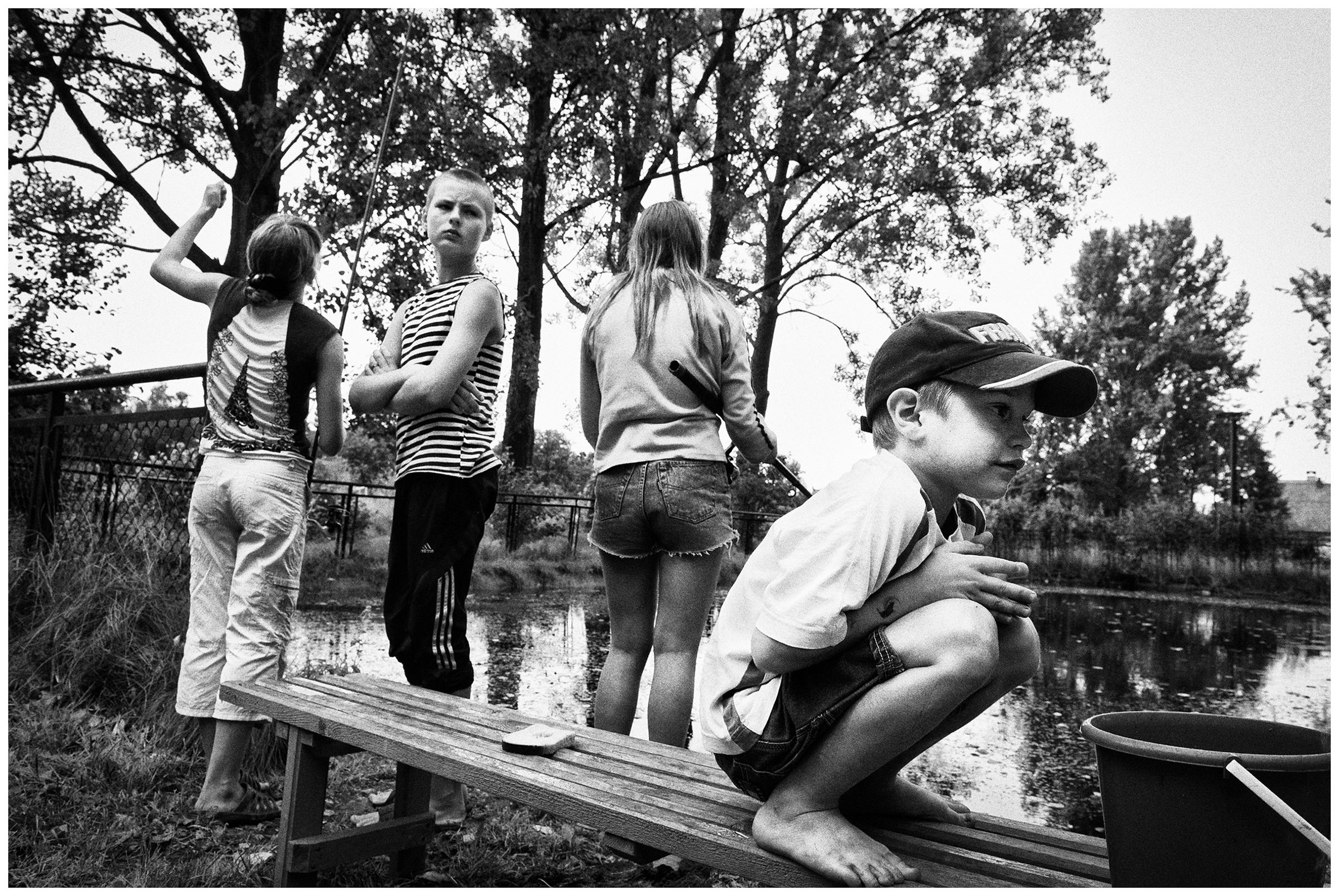 Kaliningrad, Russia. A boy and a girl are preparing a fishing rod.