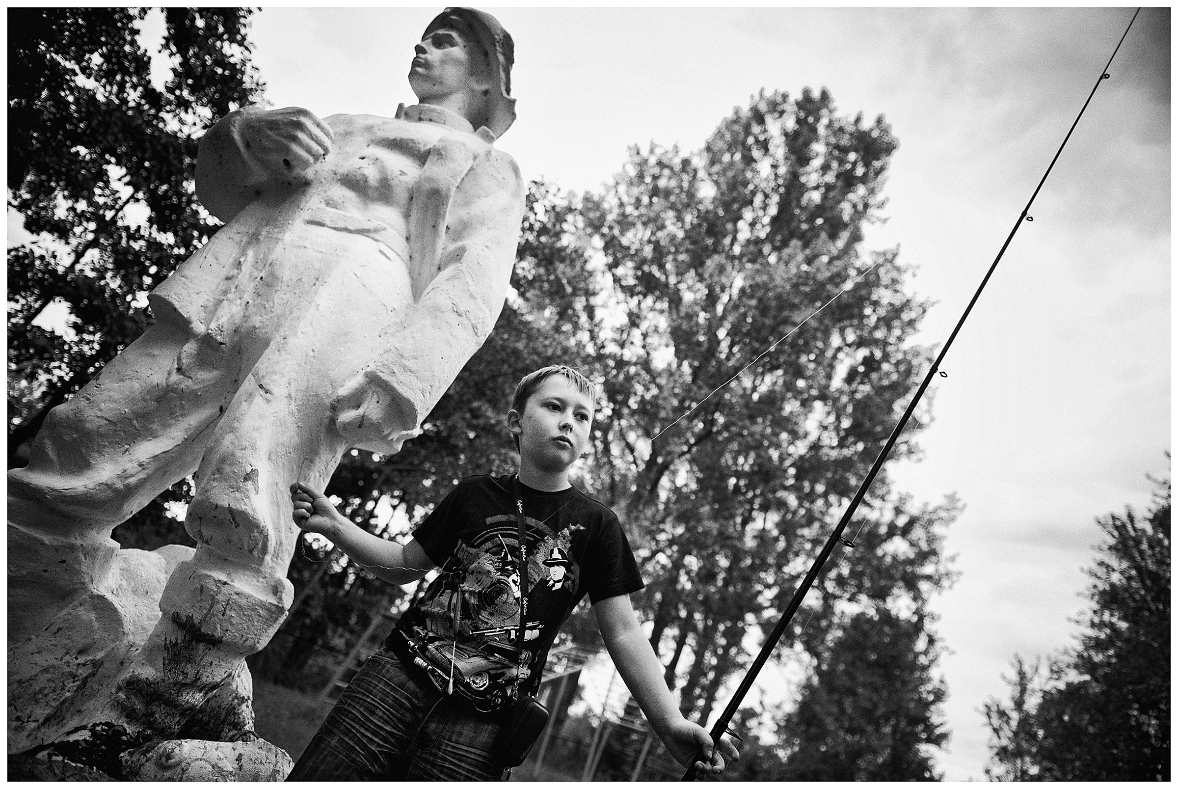 Kaliningrad, Russia. A boy prepares a fishing rod.