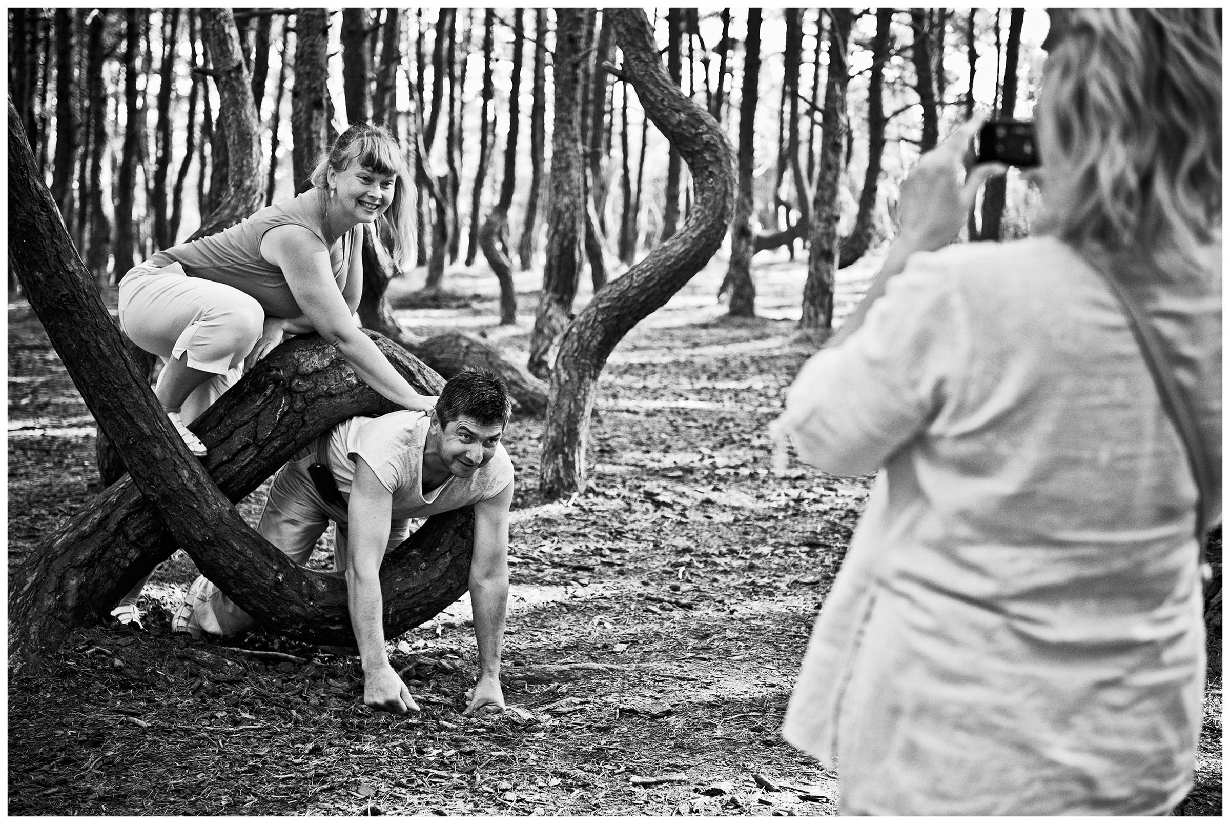 Kaliningrad, Russia. A man and a woman are photographed on the Curonian Spit.