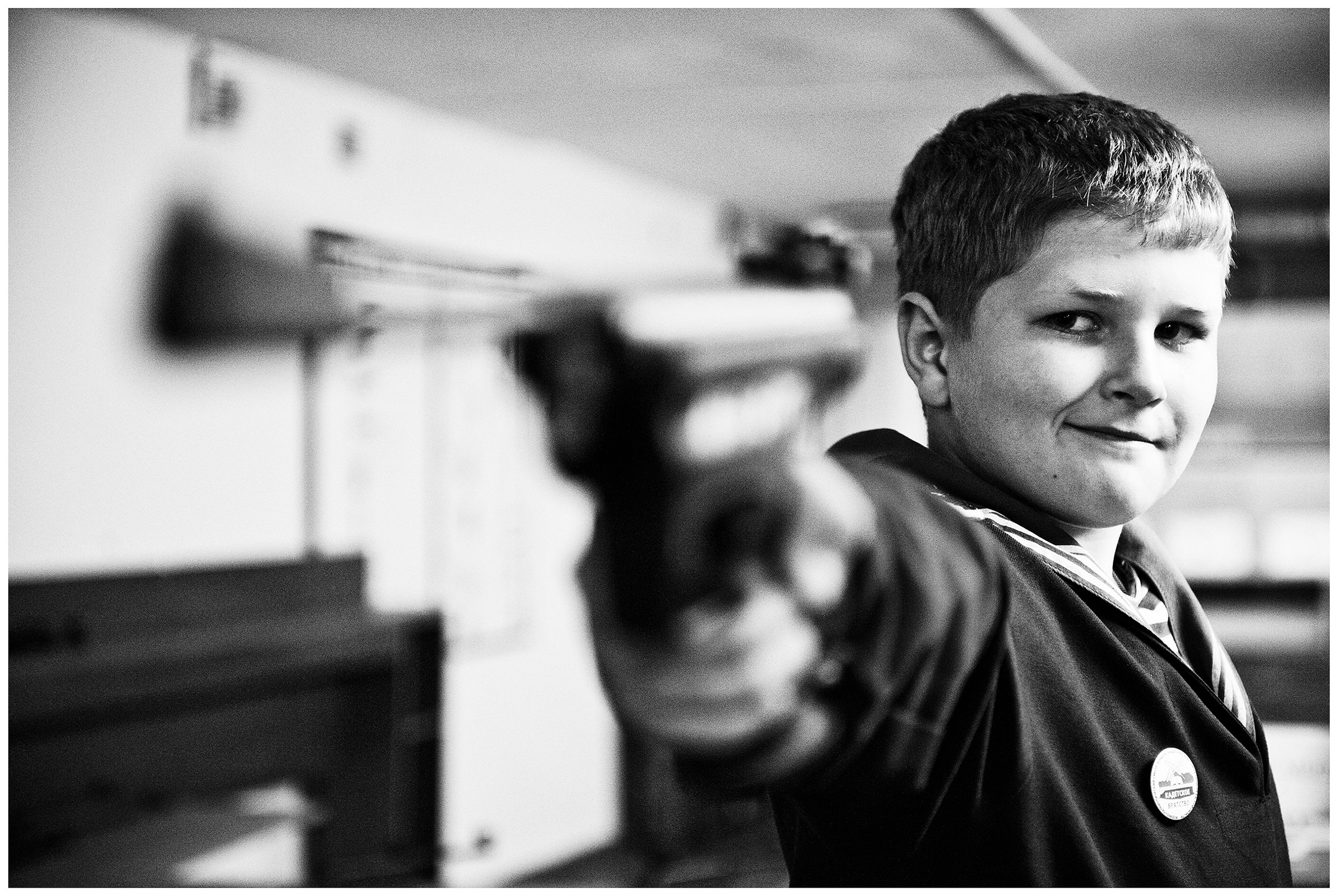 Kaliningrad, Russia. A cadet stands in a shooting range.