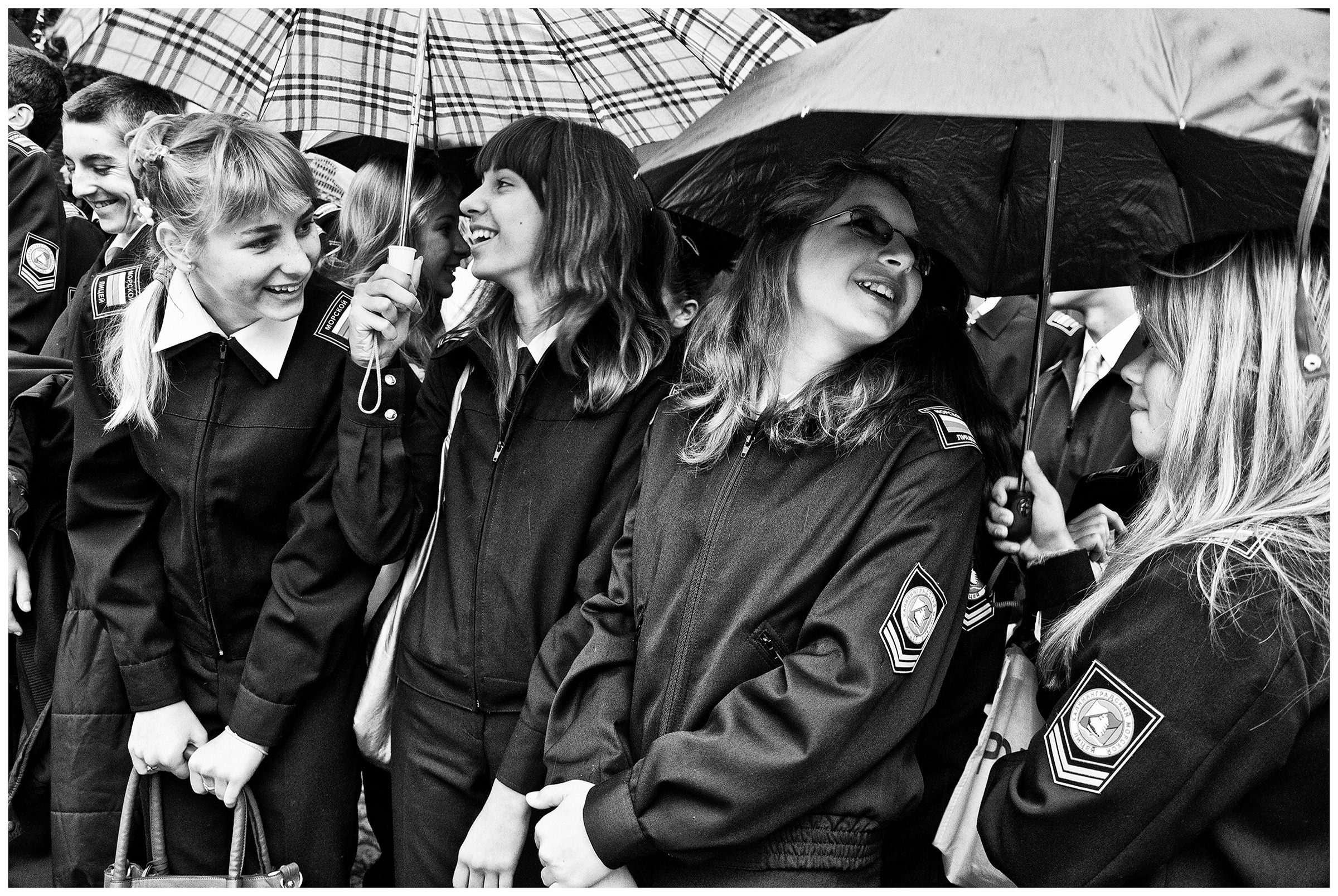 Kaliningrad, Russia. Cadets stand in the courtyard of a cadet school.