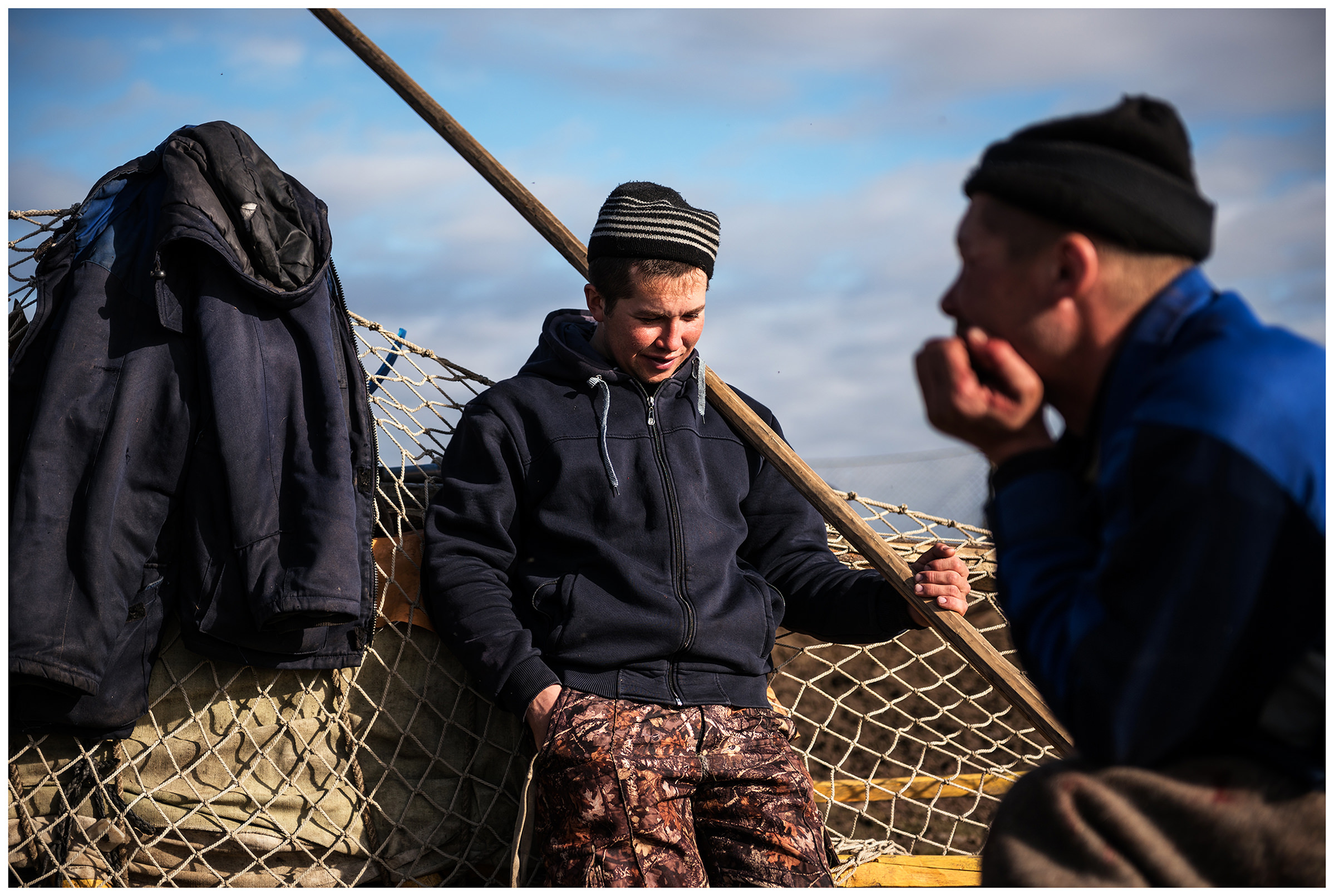 Nenets Autonomous Okrug, Komi Republic, Russia. Two reindeer herders recover.