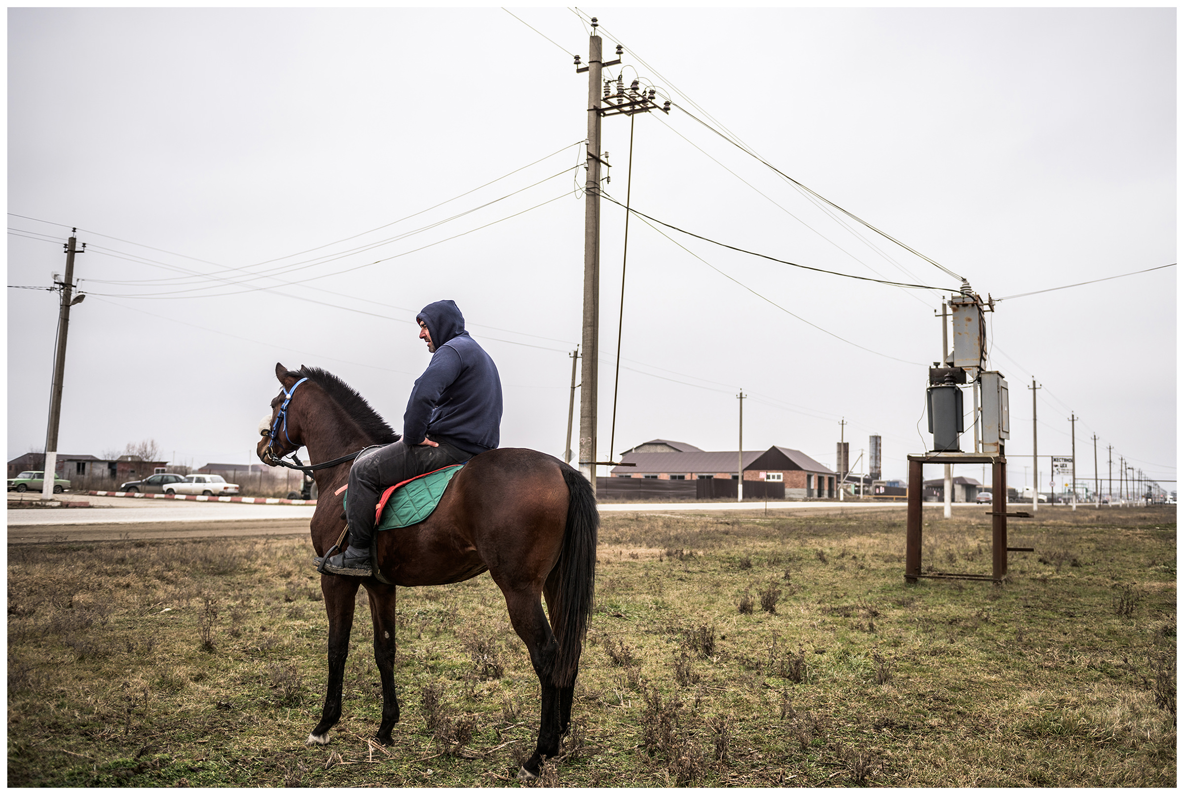Grozny, Chechnya, Russia. A Chechen man is sitting on a horse.