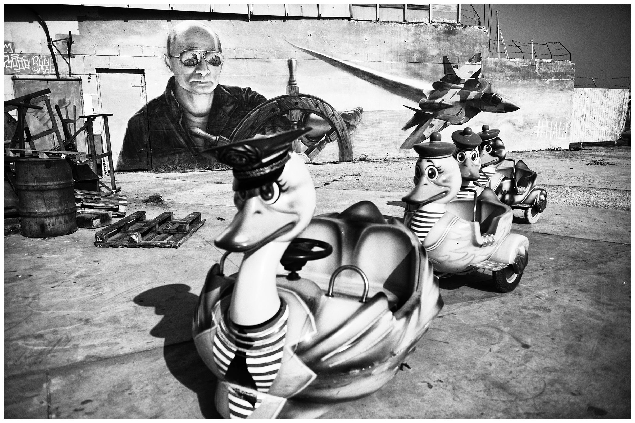 Yalta, the Crimea. A Putin graffiti on the Yalta Promenade.