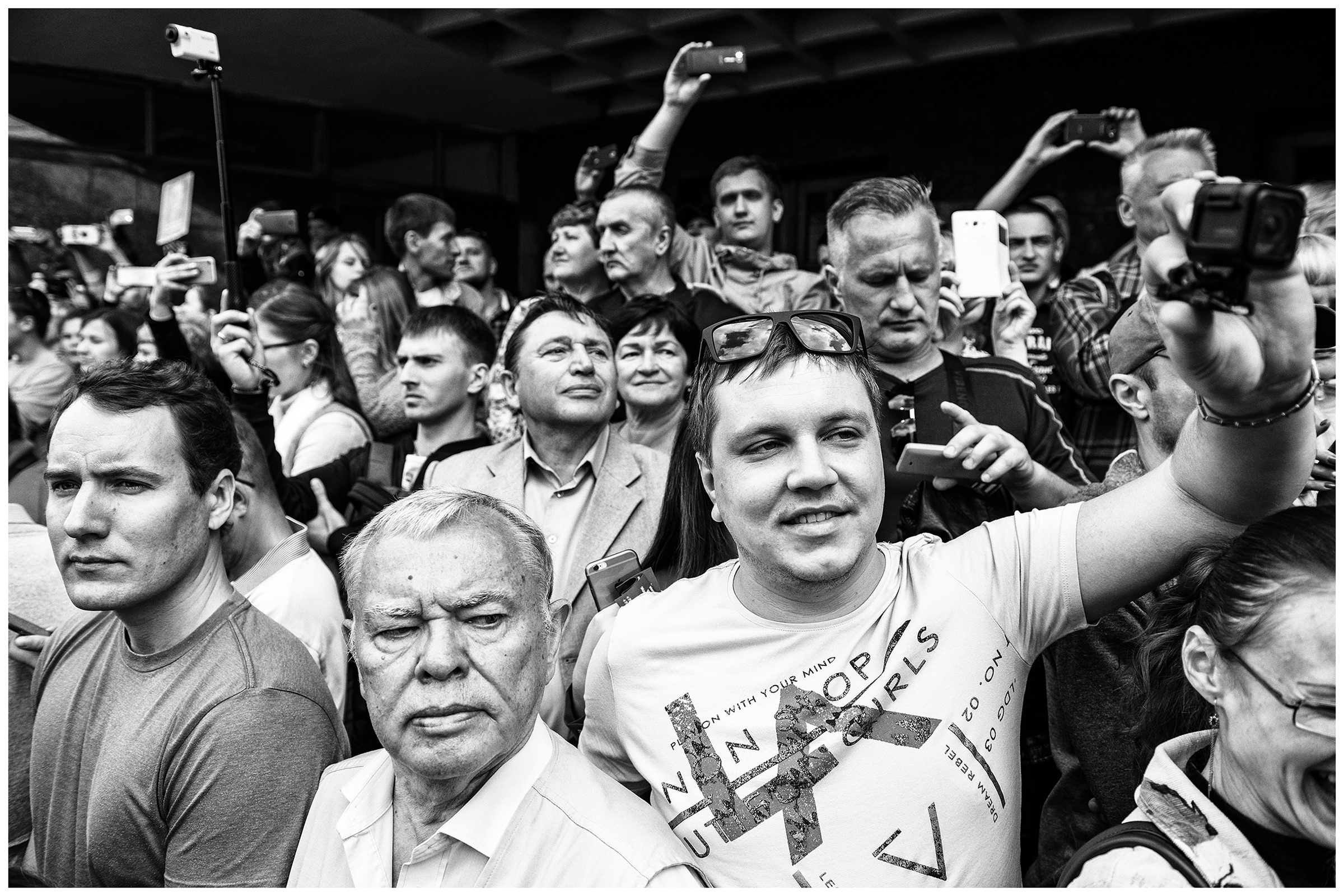 Sevastopol, the Crimea. The spectators watch the military parade. The military parade takes place on the occasion of the victory over Nazi Germany on May 9.